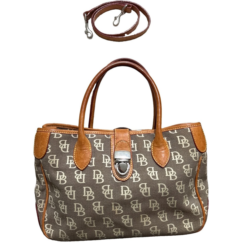 Dooney & Bourke Satchel Bag Leather Monogram With Shoulder Strap Y2K